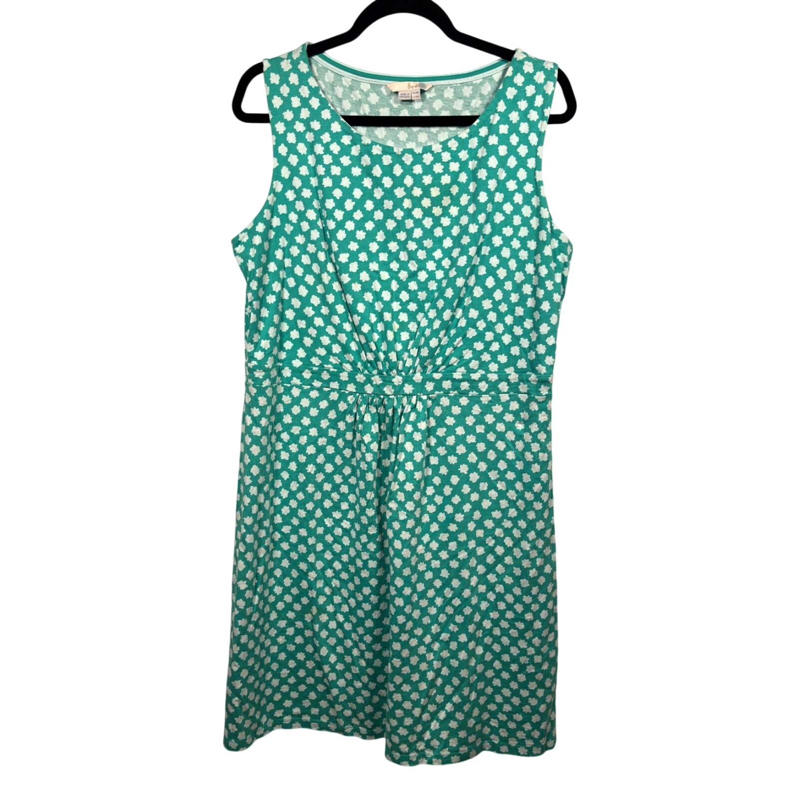 Boden Dress Womens 14 Teal Green Floral Easy T-shirt A-Line Sleeveless ...