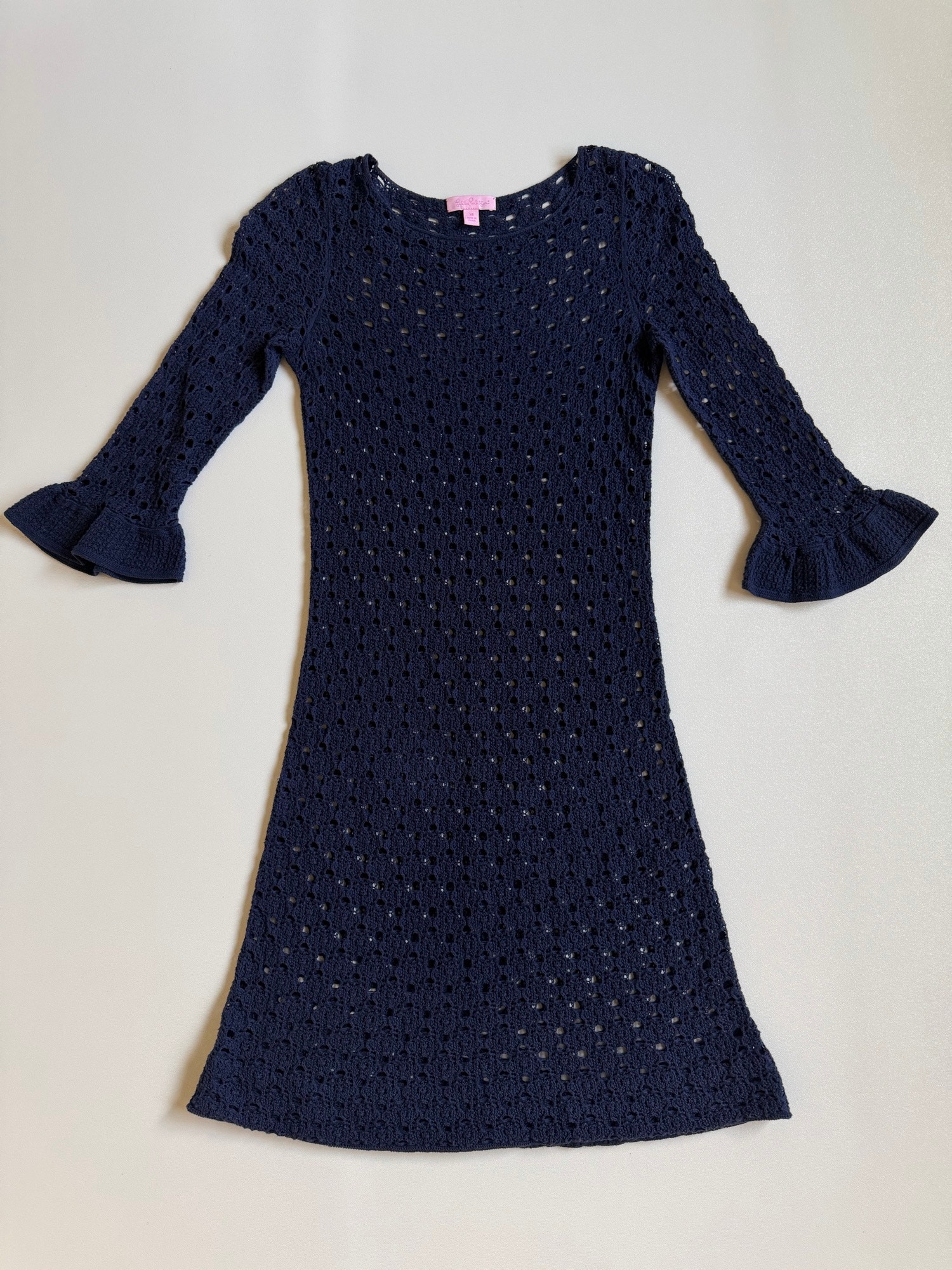 Lilly Pulitzer Women&rsquo;s Navy Blue Shauna Tunic Crochet Swim Cover-Up Dress Sz XS