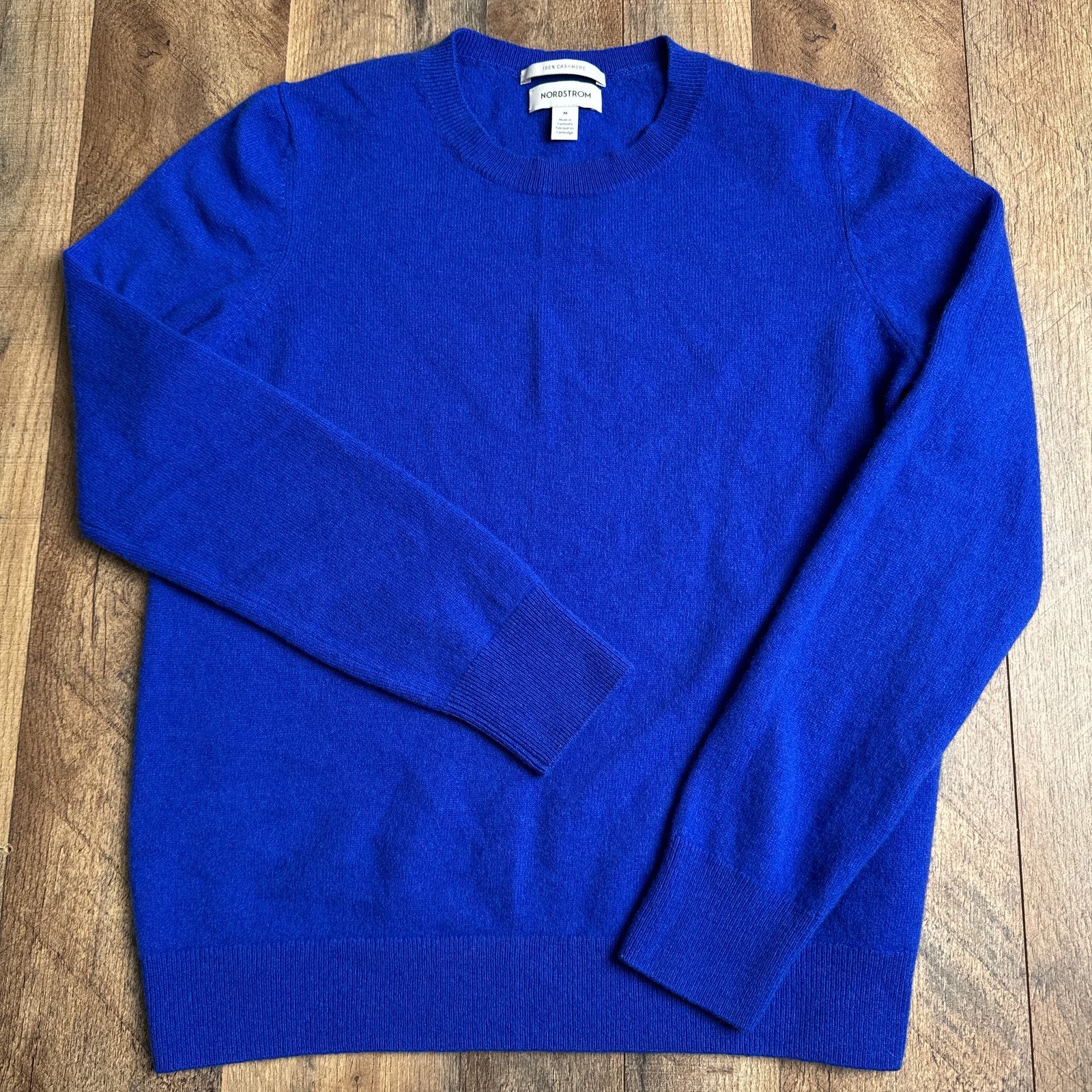 Nordstrom Sweater Women's Size Medium Blue 100% Cashmere Classic ...