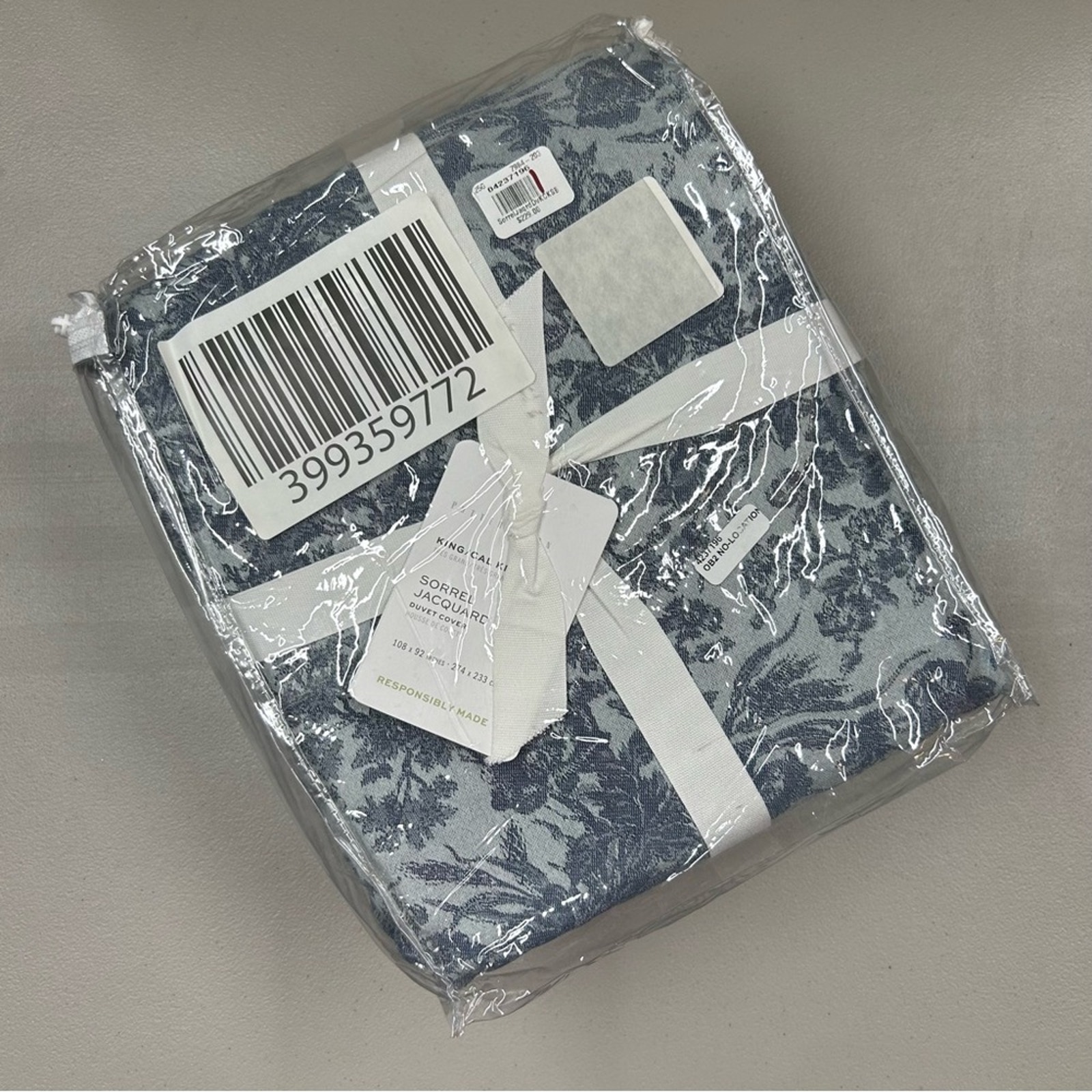 Pottery Barn Sorrel Toile Duvet Cover King + 2 Euro Shams Floral Steel Blue NEW - Picture 2 of 6