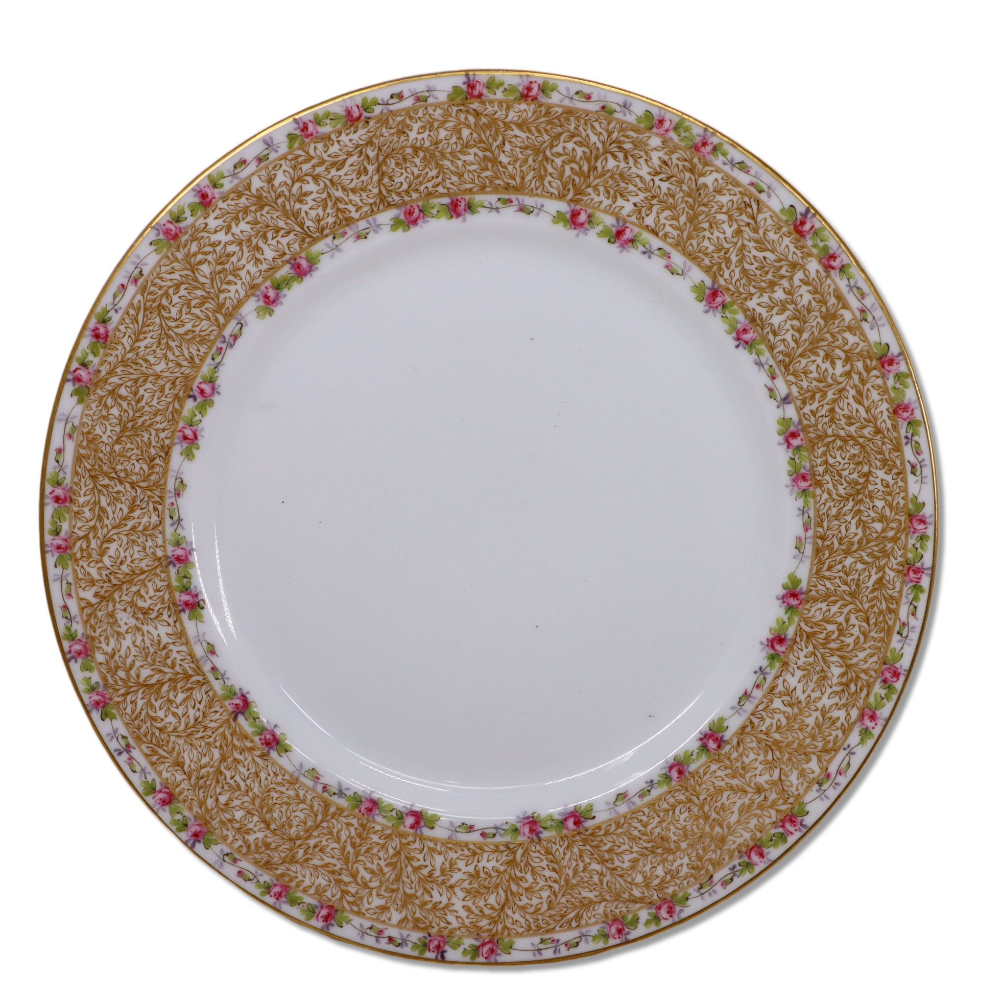 Charles Martin Duches CMT63 Luncheon Plate 8 5/8″ Roses Gold Lace Limoges