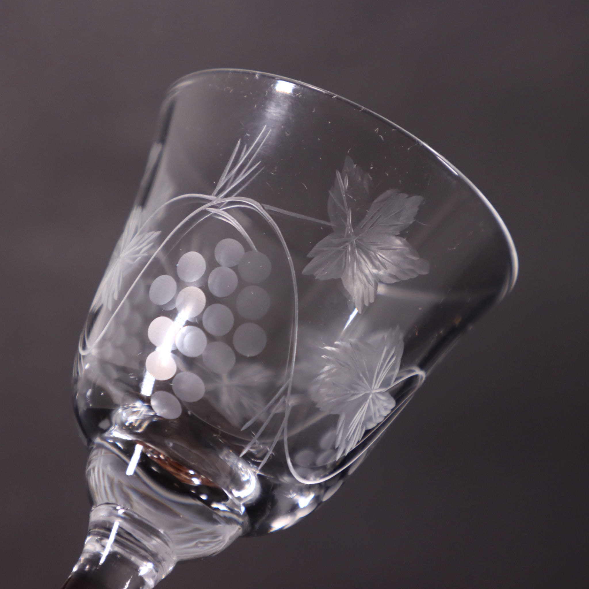 Krosno Grape Etched Crystal Carafe Decanter 5 Cordial Aperitif Glasses eBay