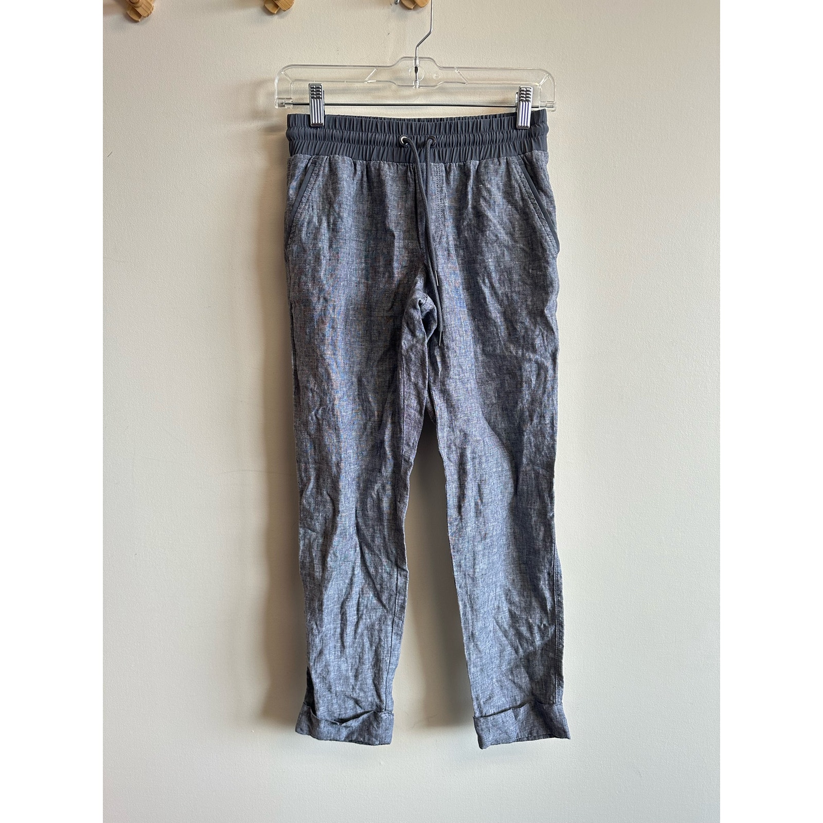 Athleta Drawstring Bali Ankle Pants Linen Grey Cinch Waist Size 0 - Bild 3 von 10