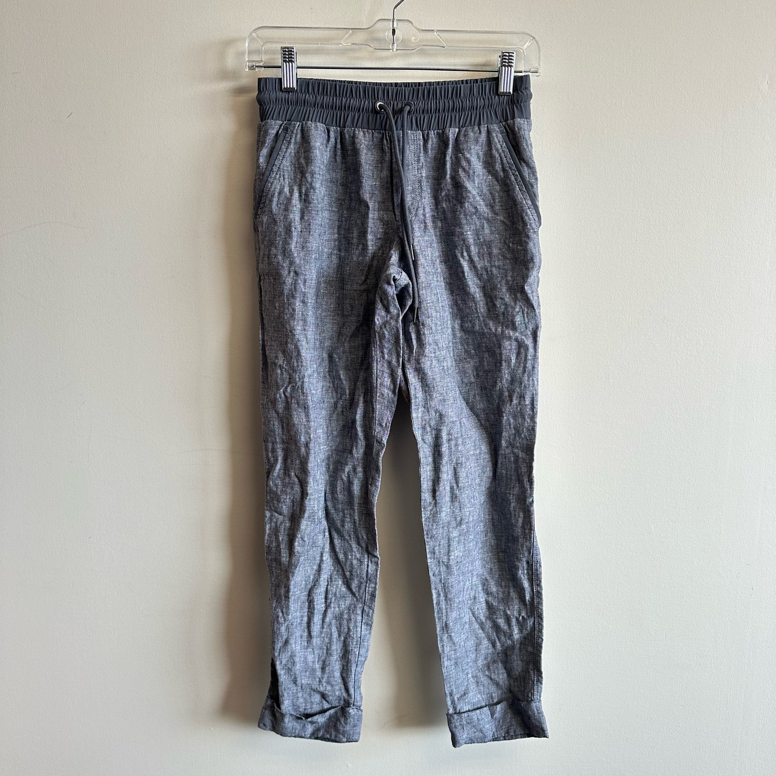 Athleta Drawstring Bali Ankle Pants Linen Grey Cinch Waist Size 0 - Bild 5 von 10