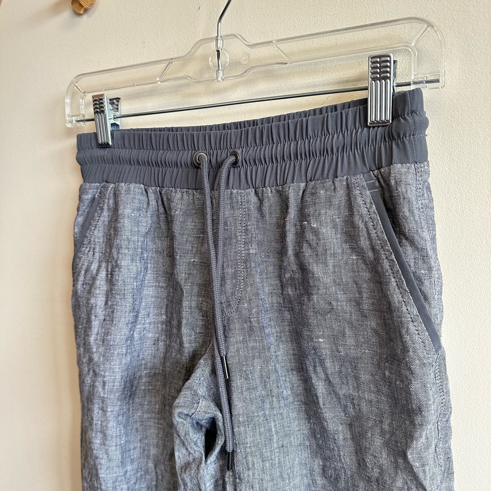 Athleta Drawstring Bali Ankle Pants Linen Grey Cinch Waist Size 0 - Bild 6 von 10