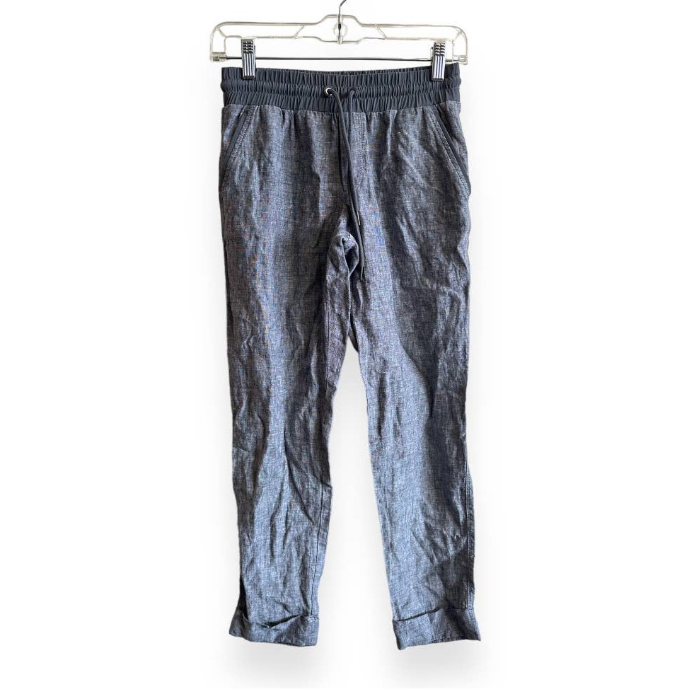 Athleta Drawstring Bali Ankle Pants Linen Grey Cinch Waist Size 0 - Bild 1 von 10