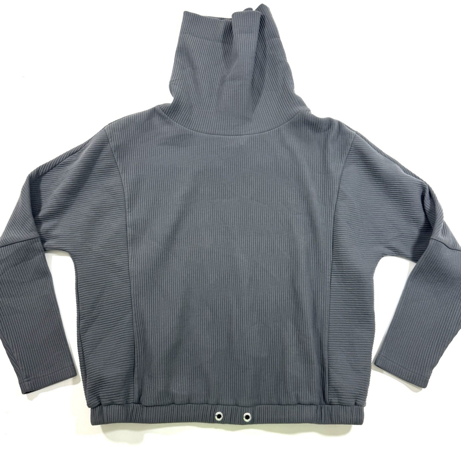 Varley Charles Ribbed Cowl Neck Sweatshirt Iron Gate Grey Size Medium