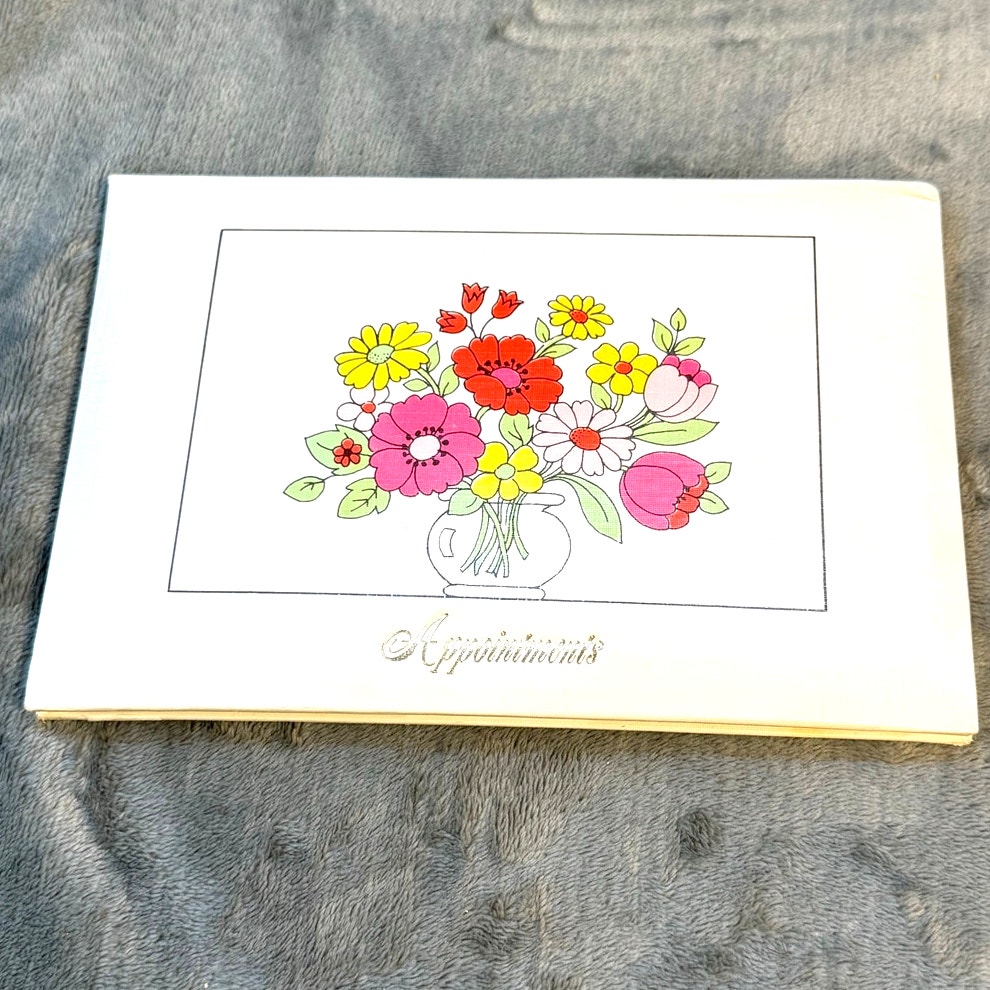 Vintage Unused Floral Appointments Organizer Book Weekly Planner Pencil Included