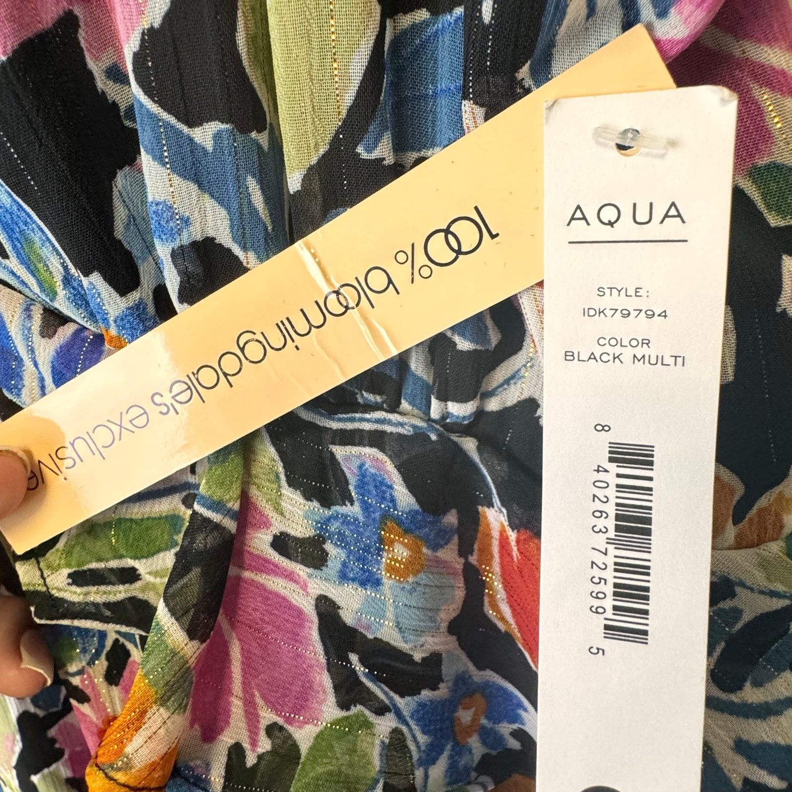 New Aqua Bloomingdales Chiffon Tiered Multi Color Floral Maxi Dress Women's XL - Picture 6 of 12