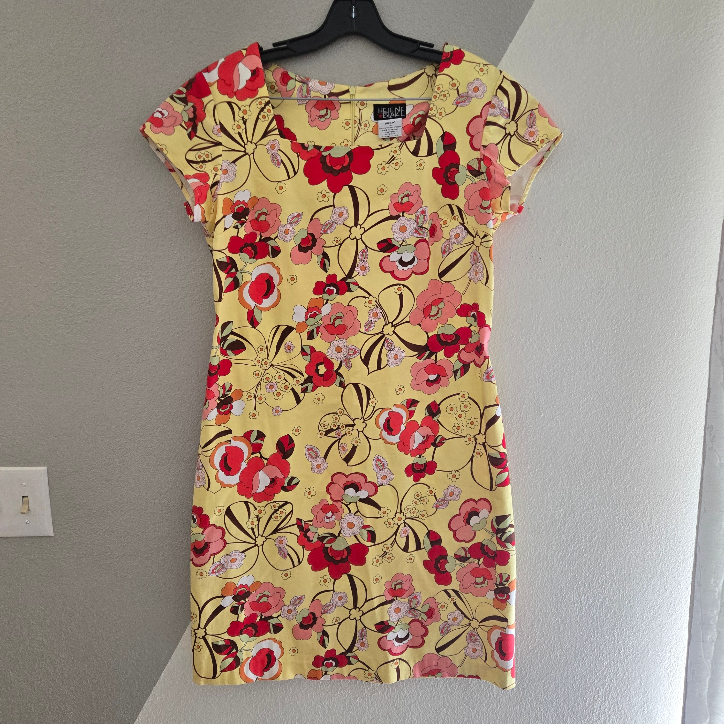Y2K Helene Blake floral scoop neck sheath dress