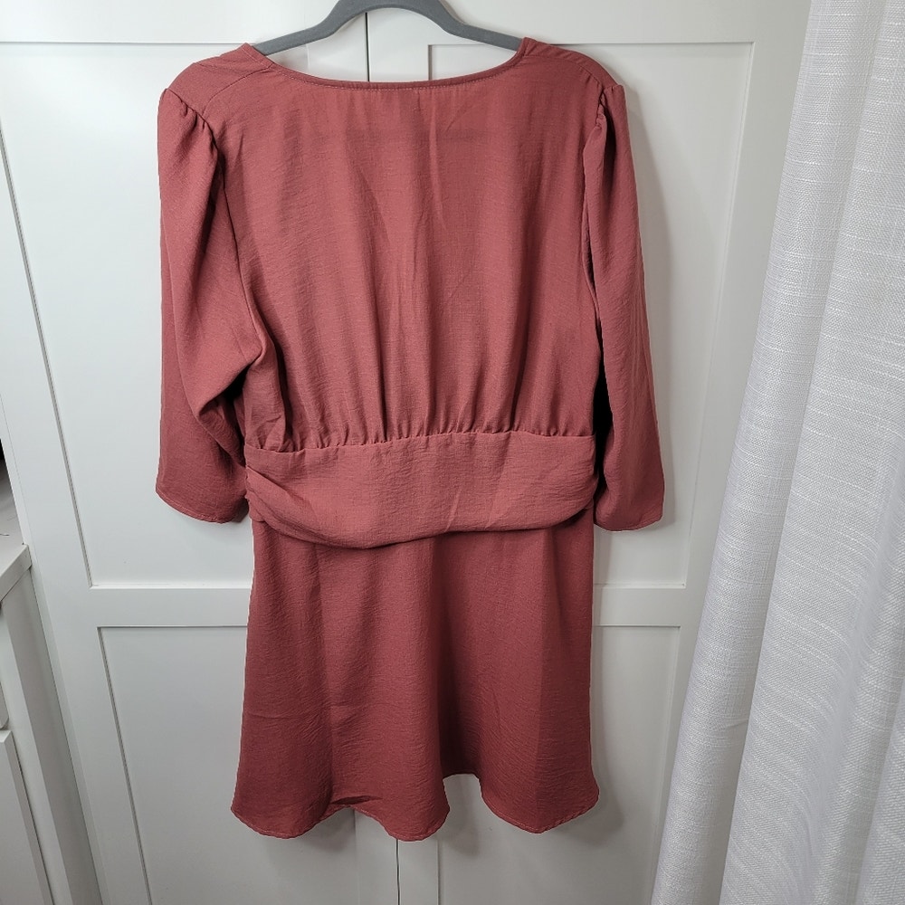 pink wrap dress asos ASOS Mini Wrap Dress With Ruched Waist Size 12