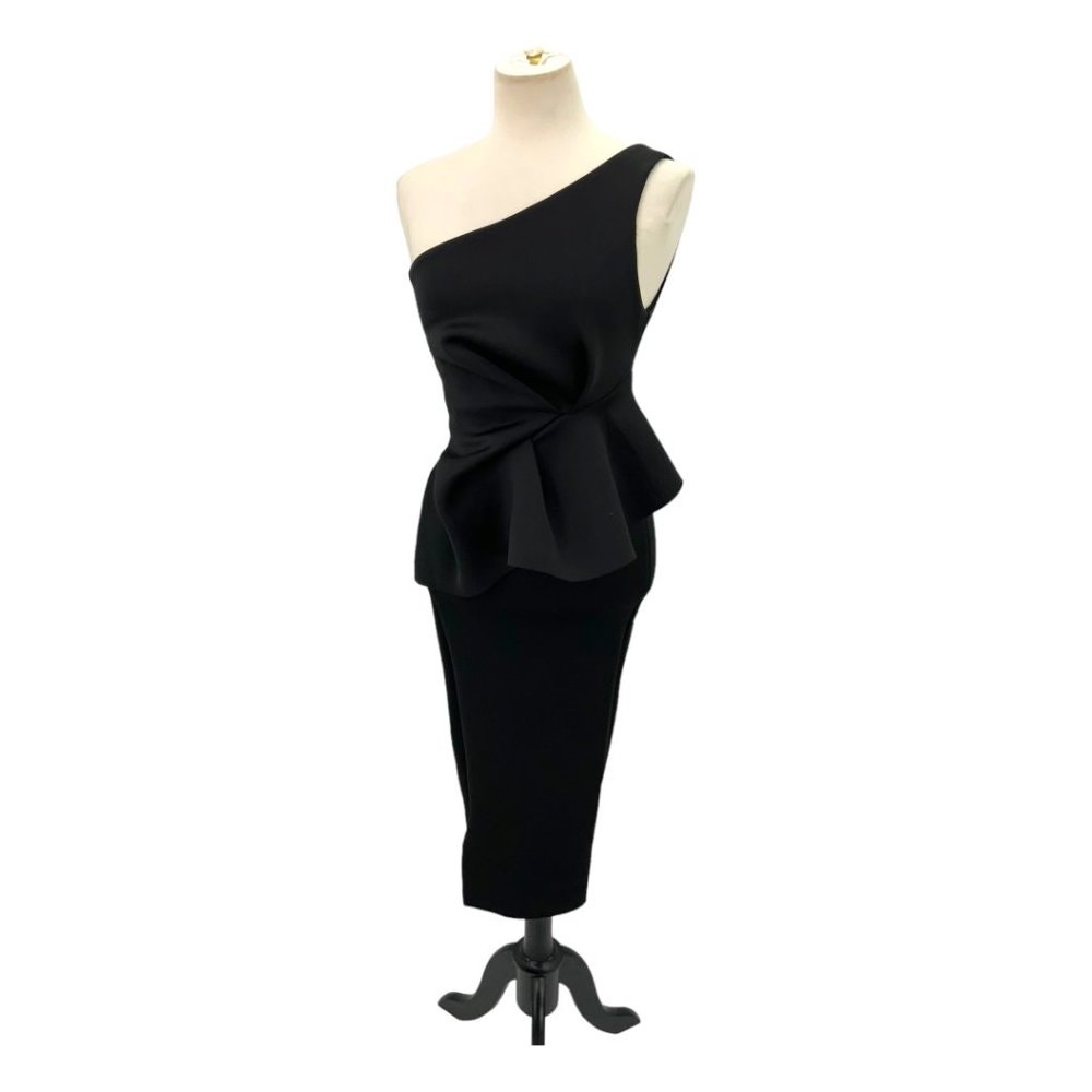asos black one shoulder dress ASOS DESIGN Satin One Shoulder Wrap Maxi Dress With Open Back In Black main image 1