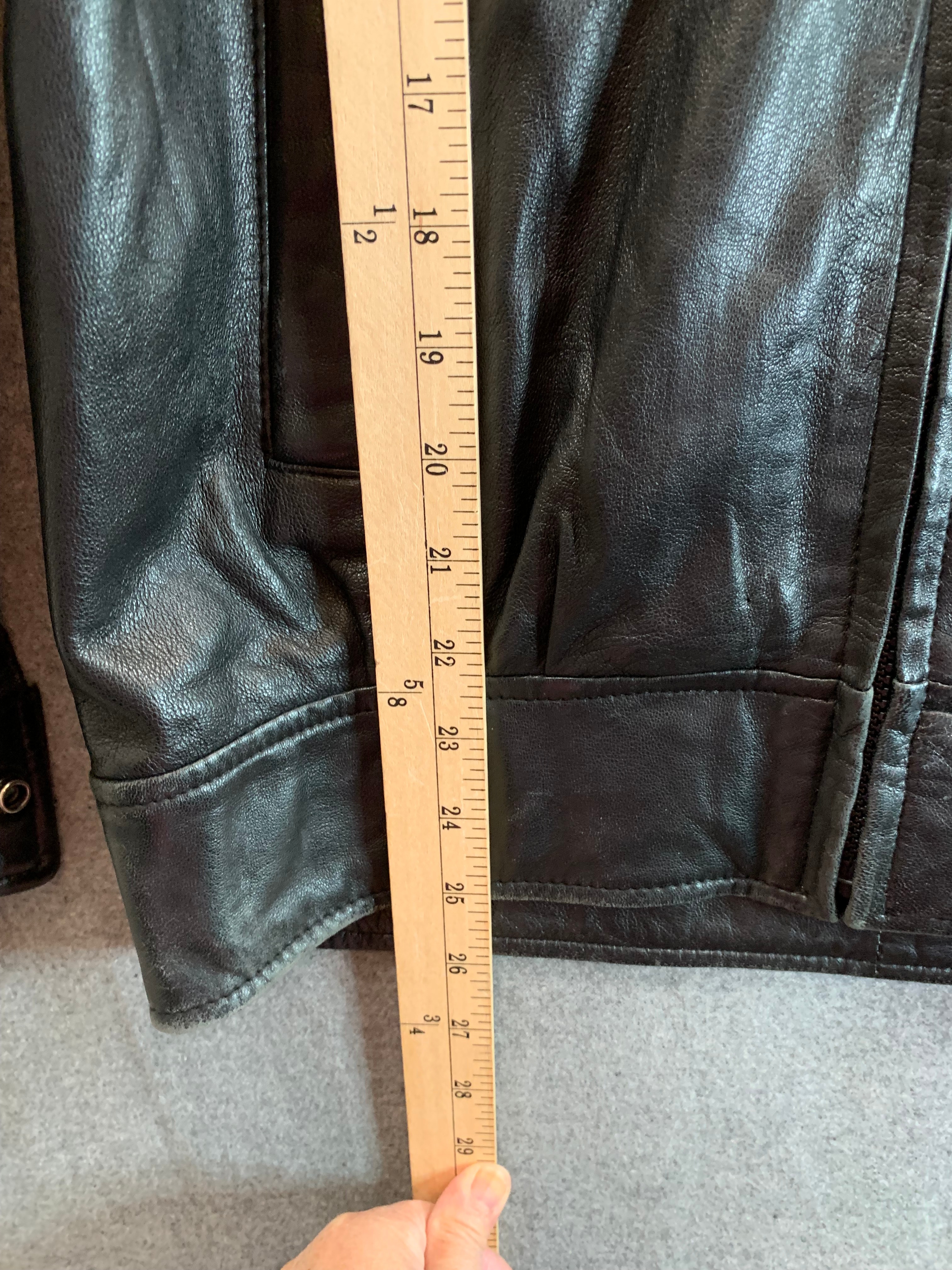 Nordstrom Petite Focus Black Leather Jacket Womens Size P Full Zip Motorcycle