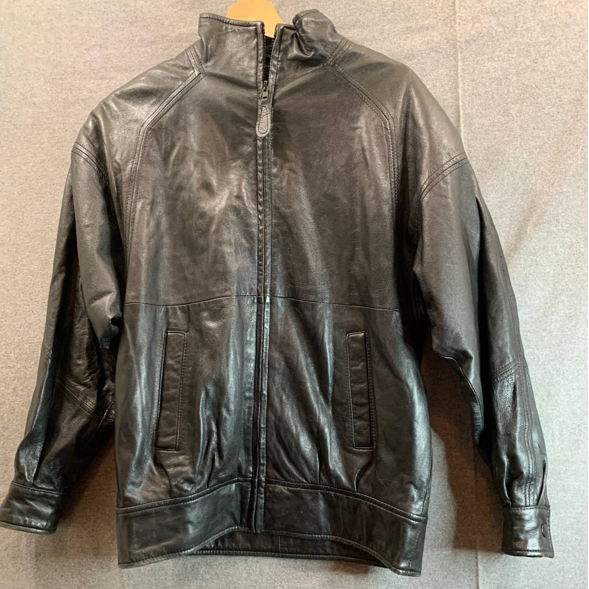 Nordstrom Petite Focus Black Leather Jacket Womens Size P Full Zip Motorcycle
