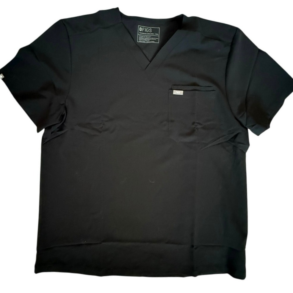 NWT FIGS Mens Leon Scrub Top Black Size 2XL