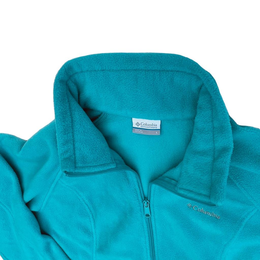Columbia Fleece Jacket Womens Large Blue Full Zip Pockets Long Sleeve