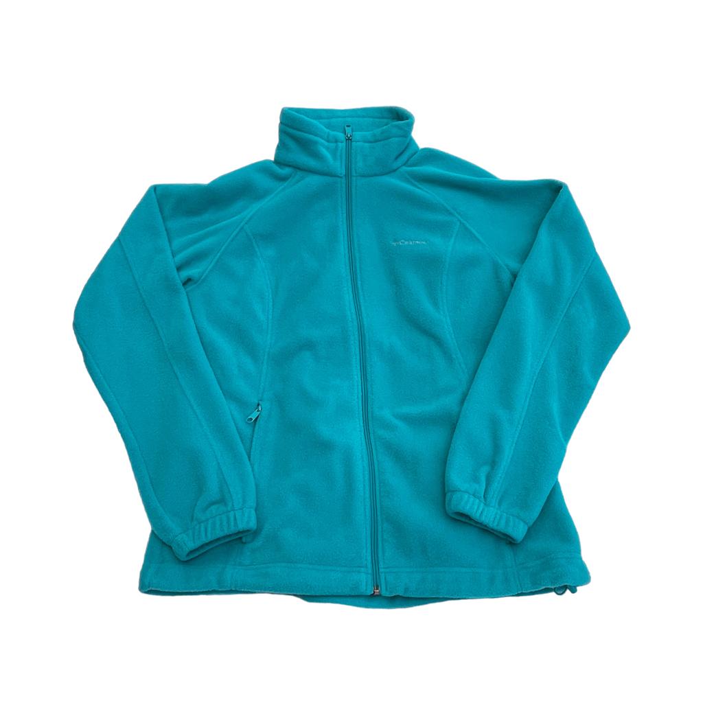 Columbia Fleece Jacket Womens Large Blue Full Zip Pockets Long Sleeve