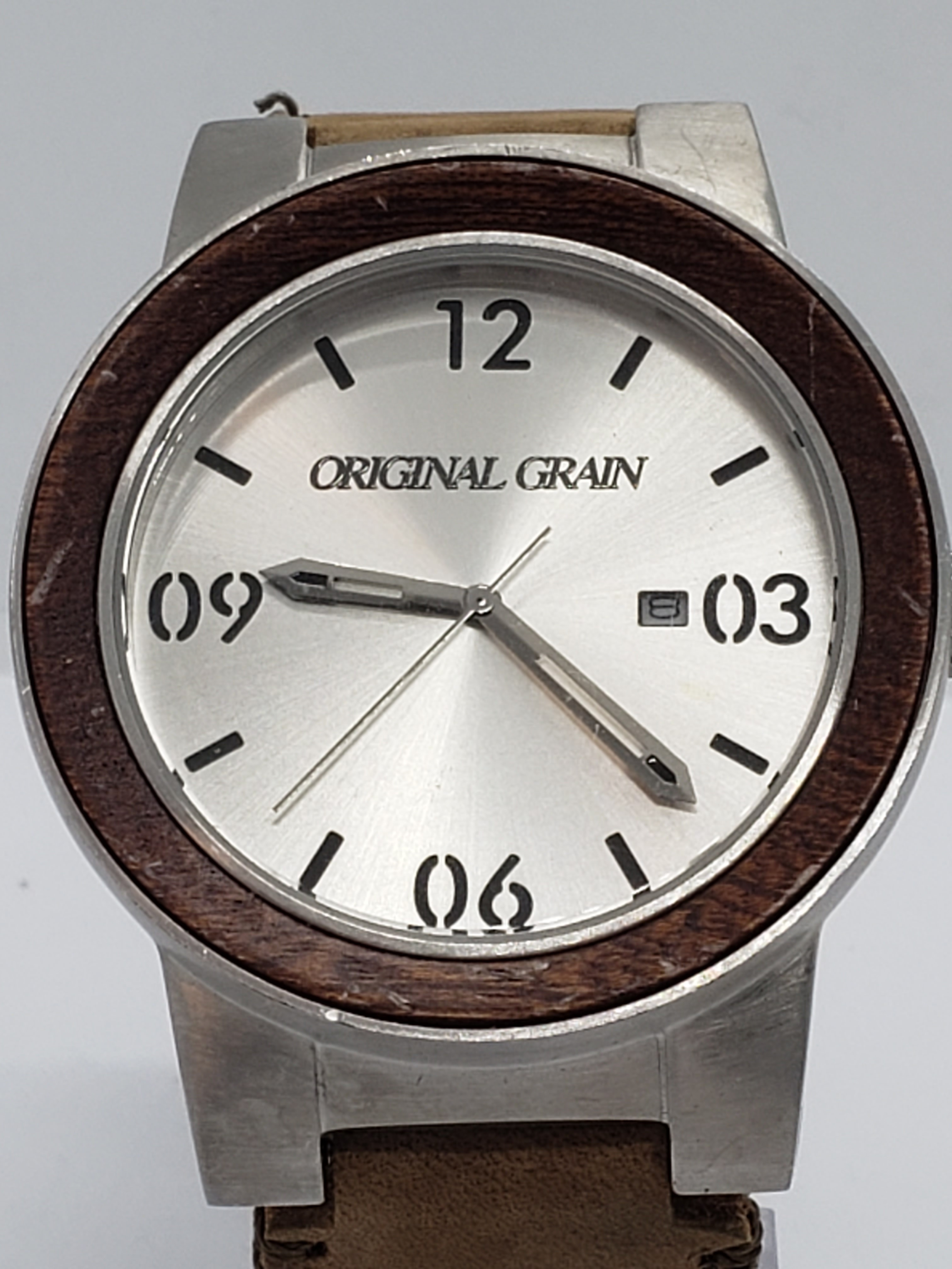 Original Grain Men’s Stainless Steel Wood Watch 47mm Barrel