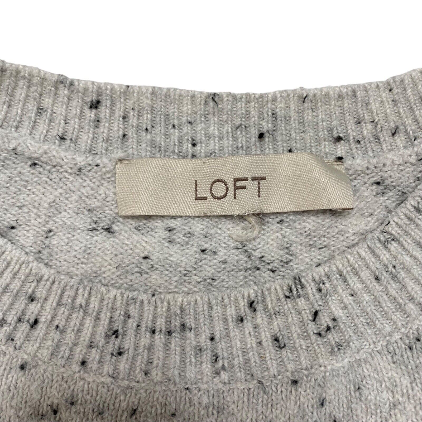 LOFT Playful Penguin Gray Speckled Crew Neck Pullover Sweater Size XS/S ...