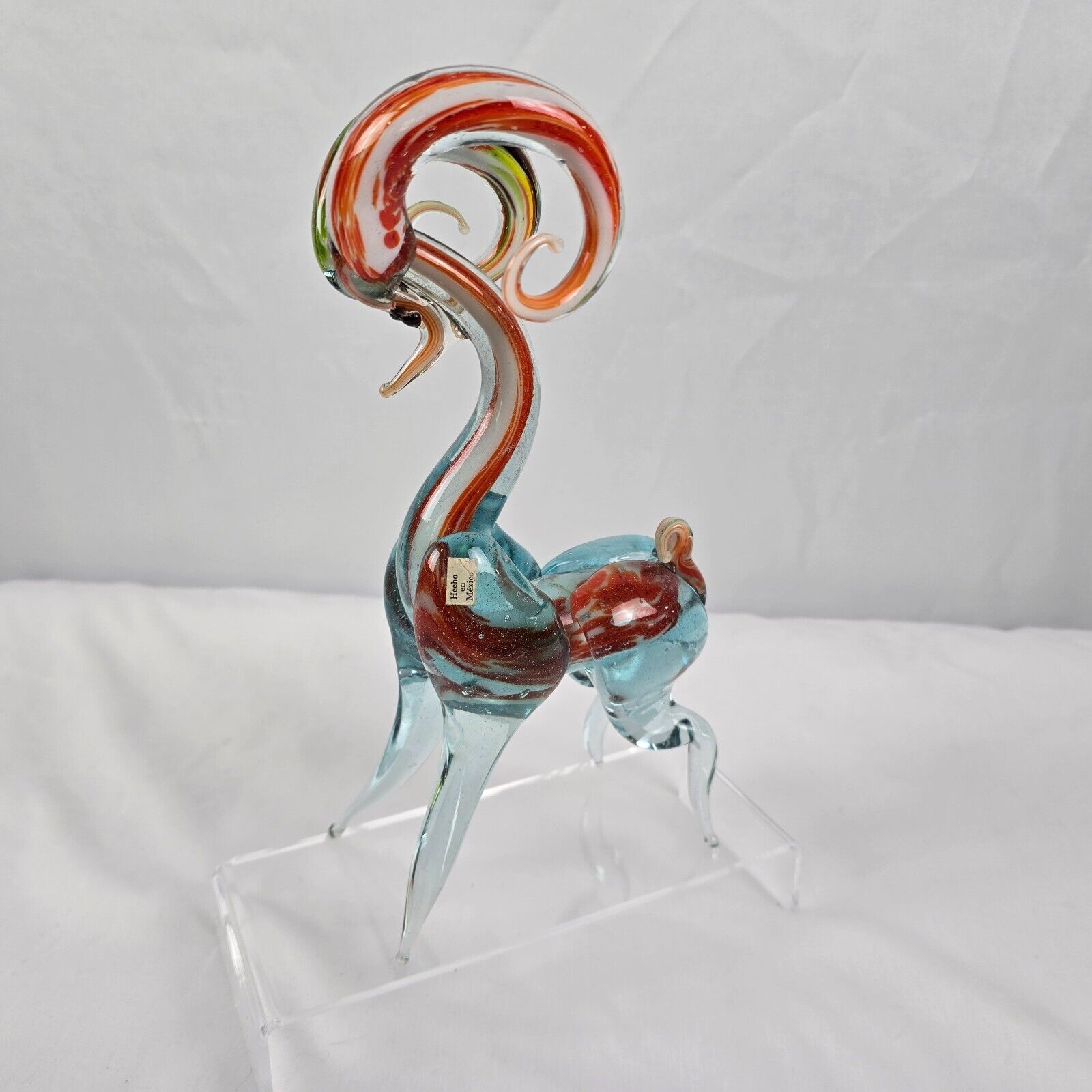 Artistic Glass Ram Vintage Hand Blown Very Colorful Made in Mexico 10″ x 5″