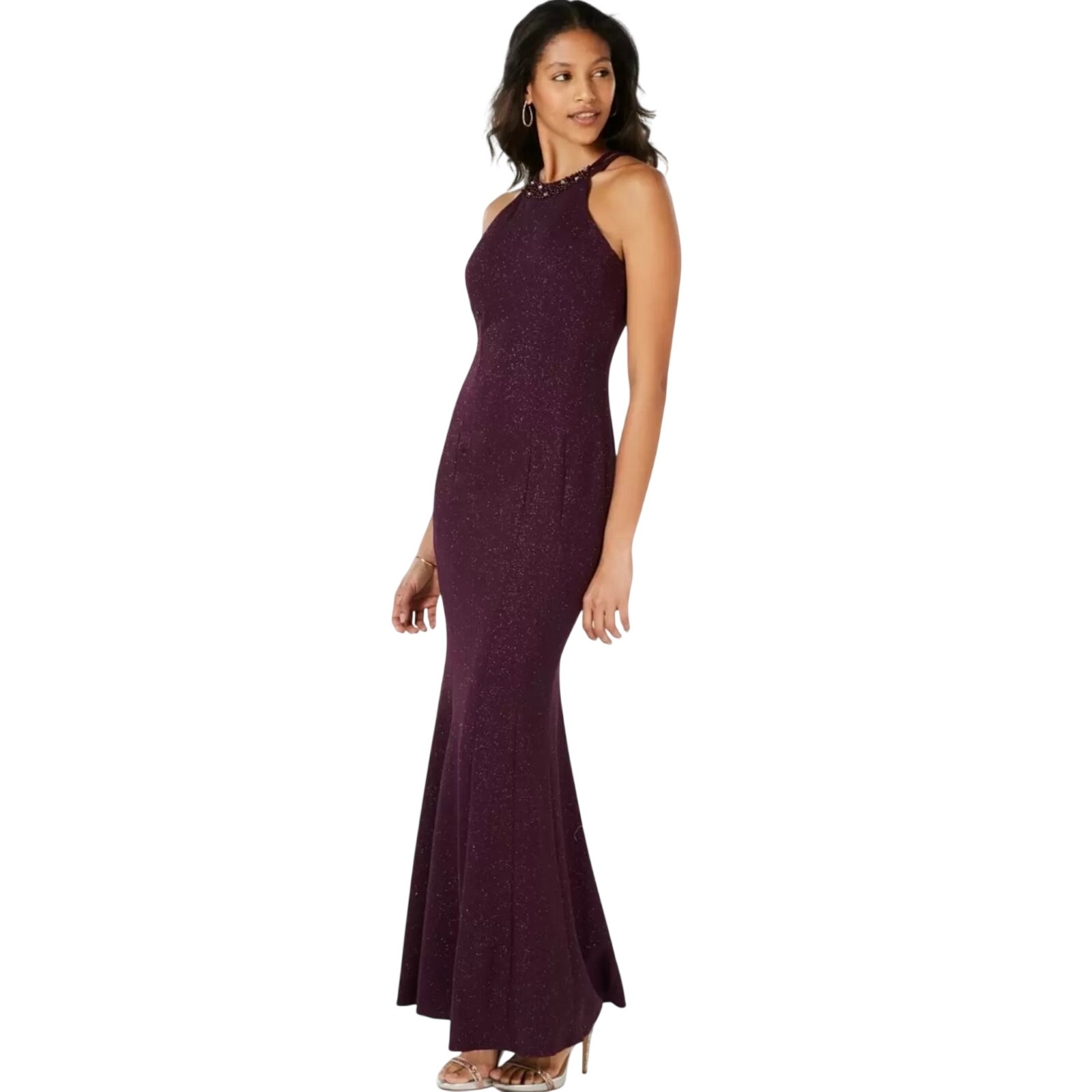 Nightway Women's Formal Dress Size 6 Purple Beaded Sleeveless Evening Gown  | eBay