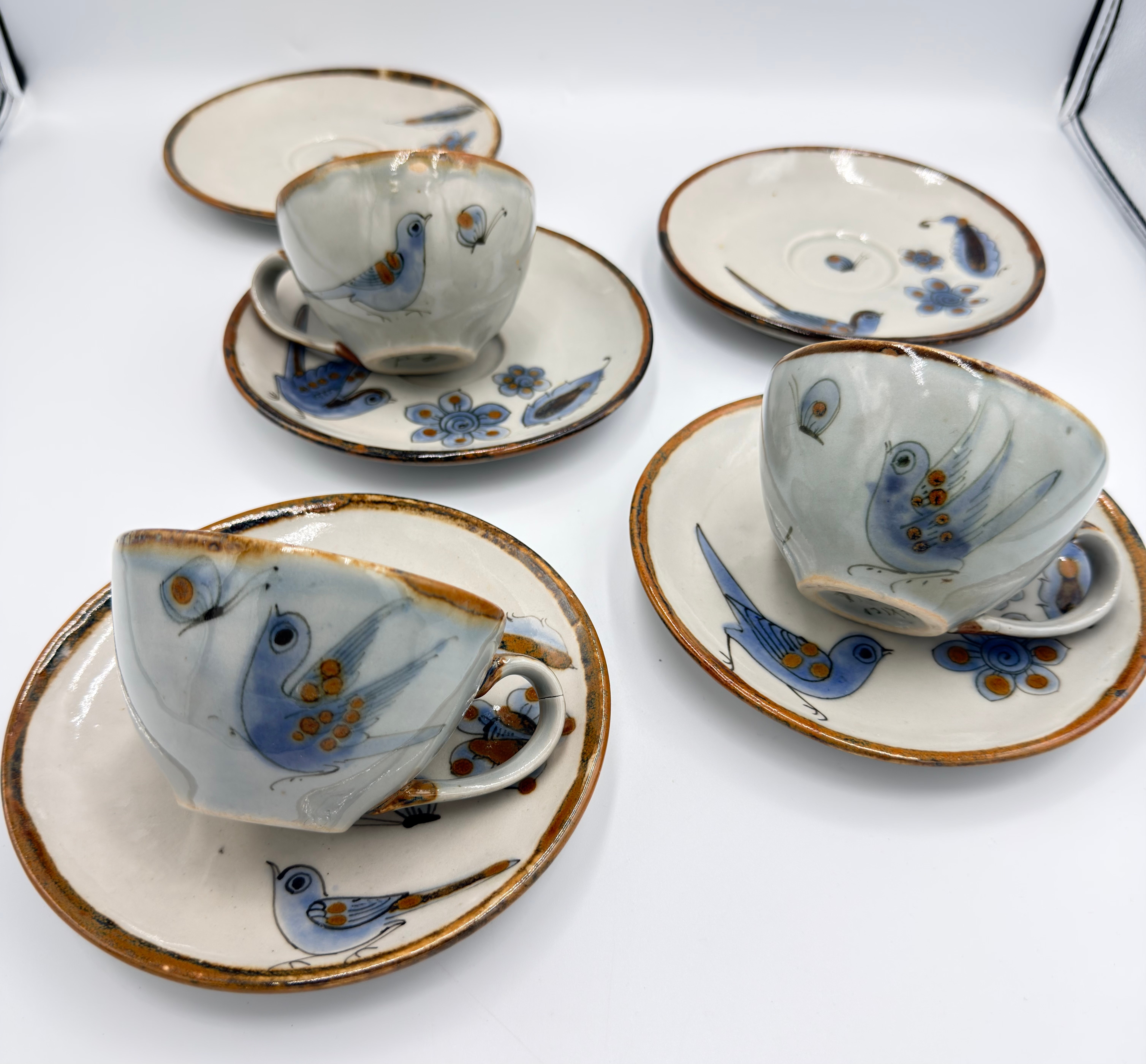 El Palomar Ken Edwards Tonala Coffee Tea Cups & Plates Mexico Folk Art Pottery detailed image 9