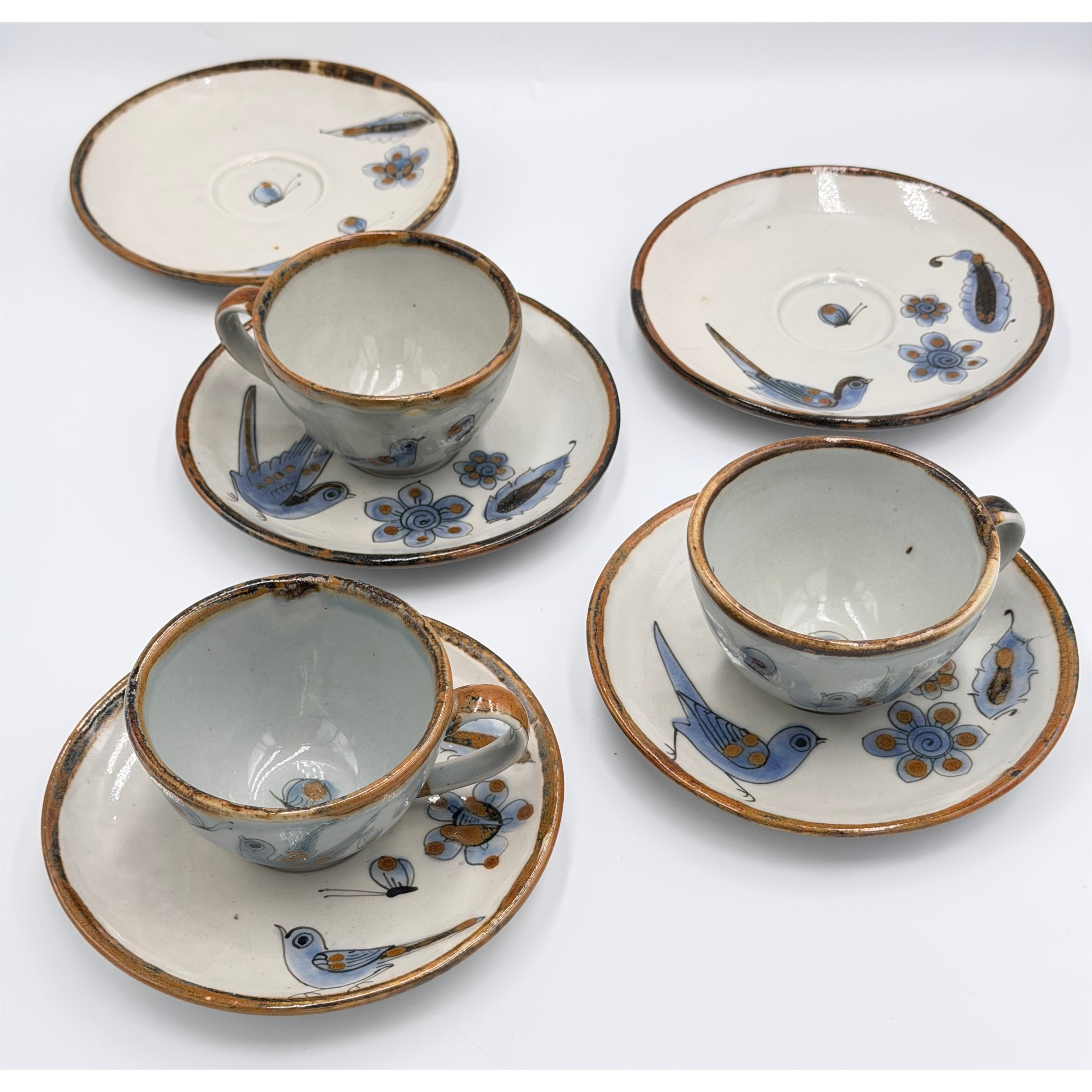 El Palomar Ken Edwards Tonala Coffee Tea Cups & Plates Mexico Folk Art Pottery detailed image 8