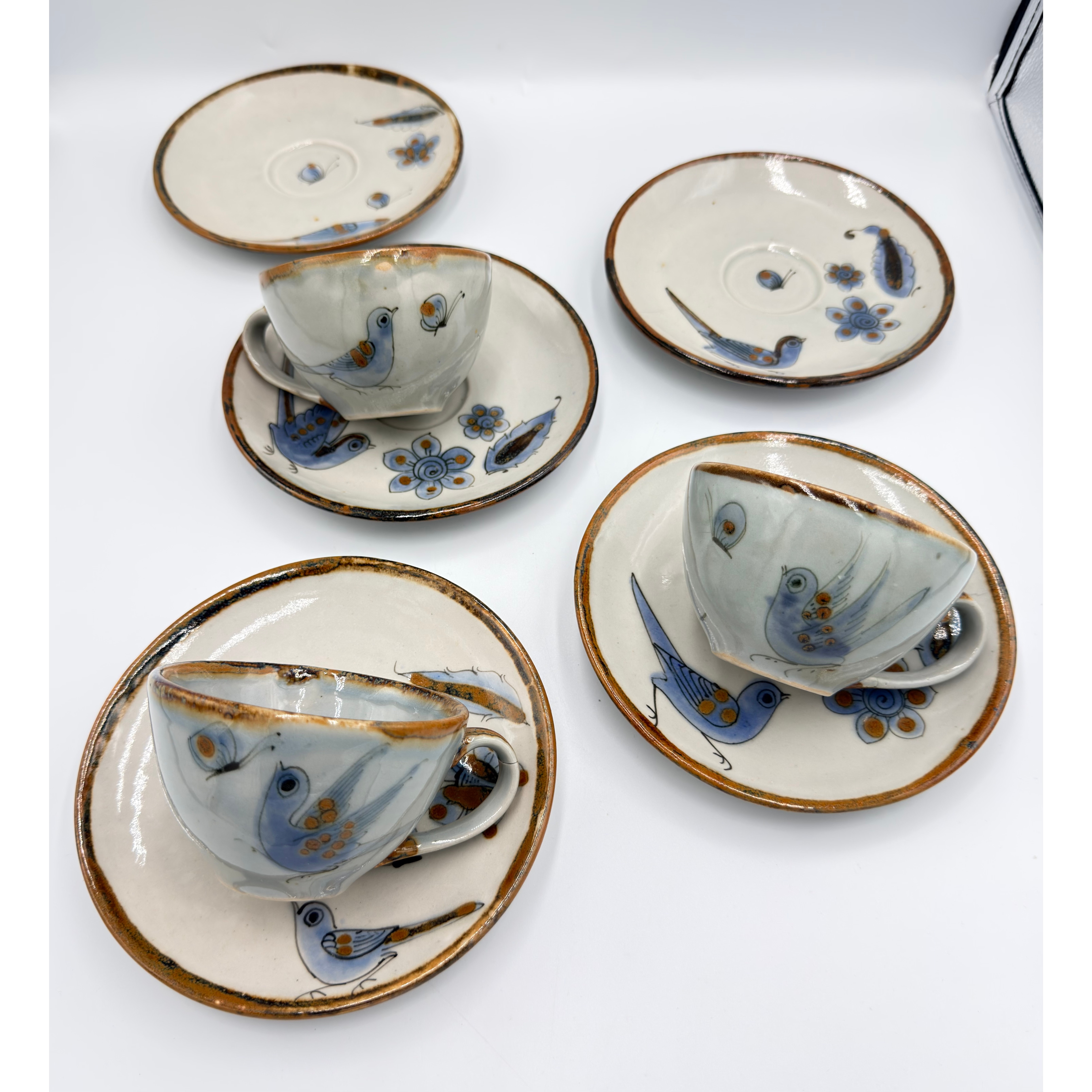 El Palomar Ken Edwards Tonala Coffee Tea Cups & Plates Mexico Folk Art Pottery main product image