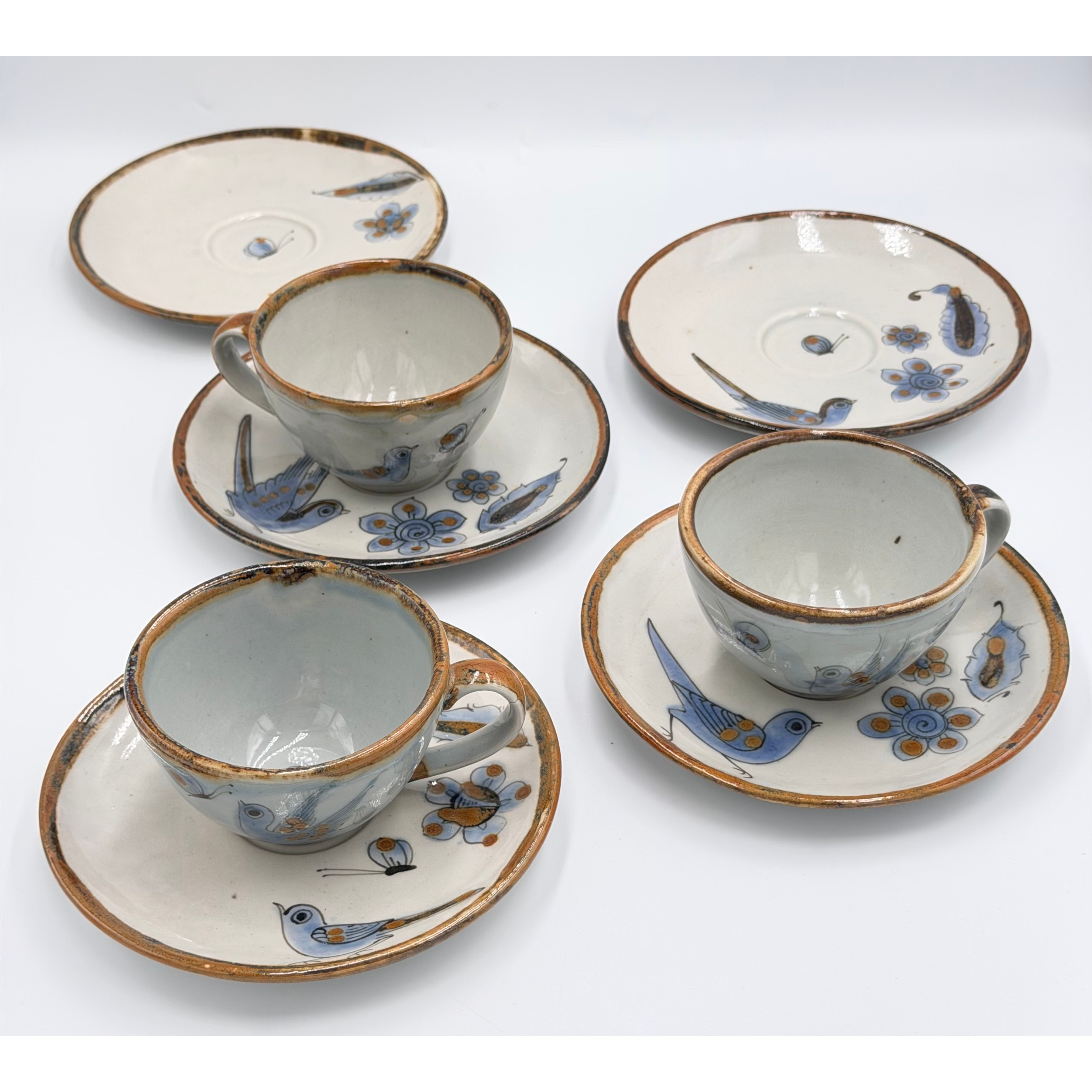 El Palomar Ken Edwards Tonala Coffee Tea Cups & Plates Mexico Folk Art Pottery detailed image 2