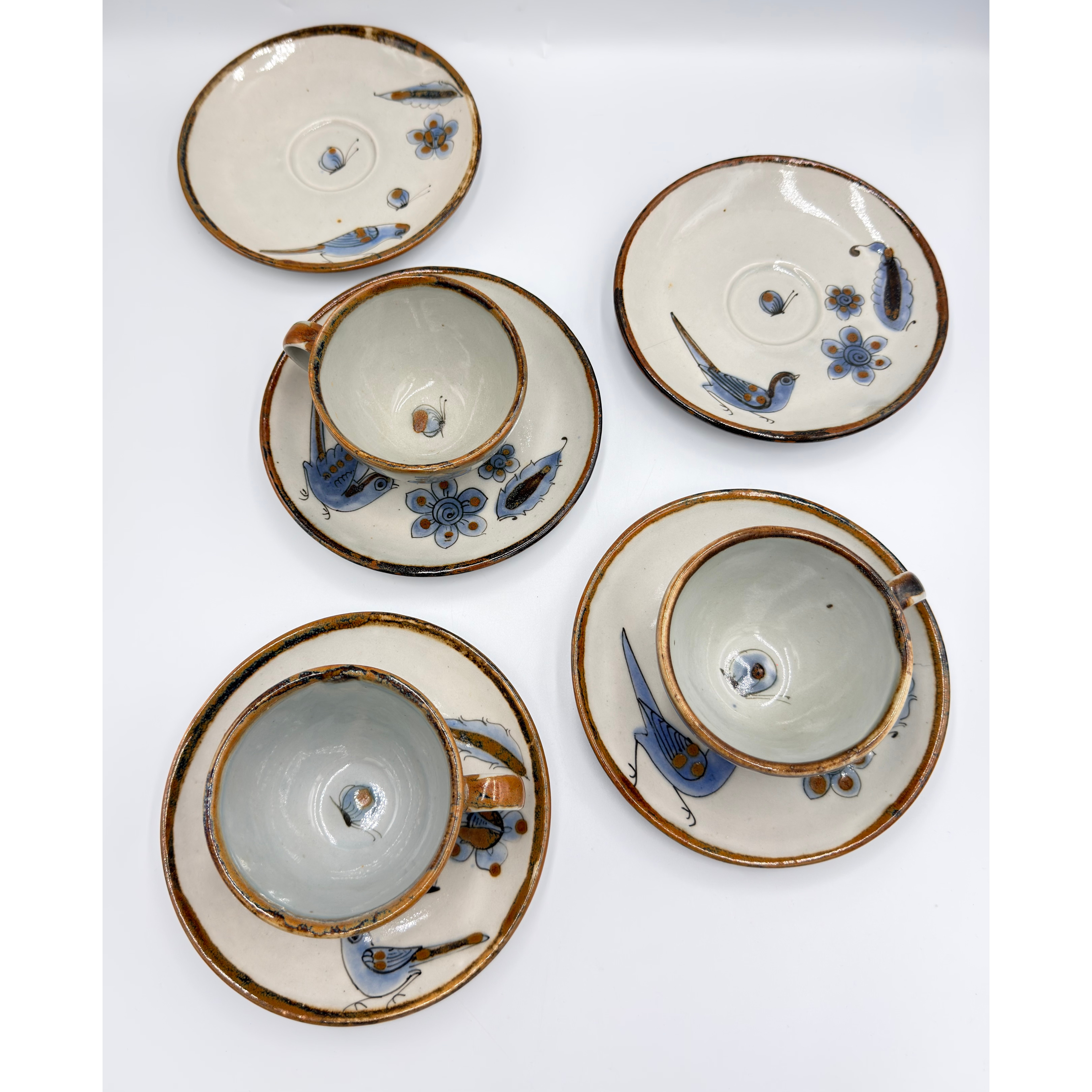 El Palomar Ken Edwards Tonala Coffee Tea Cups & Plates Mexico Folk Art Pottery detailed image 3
