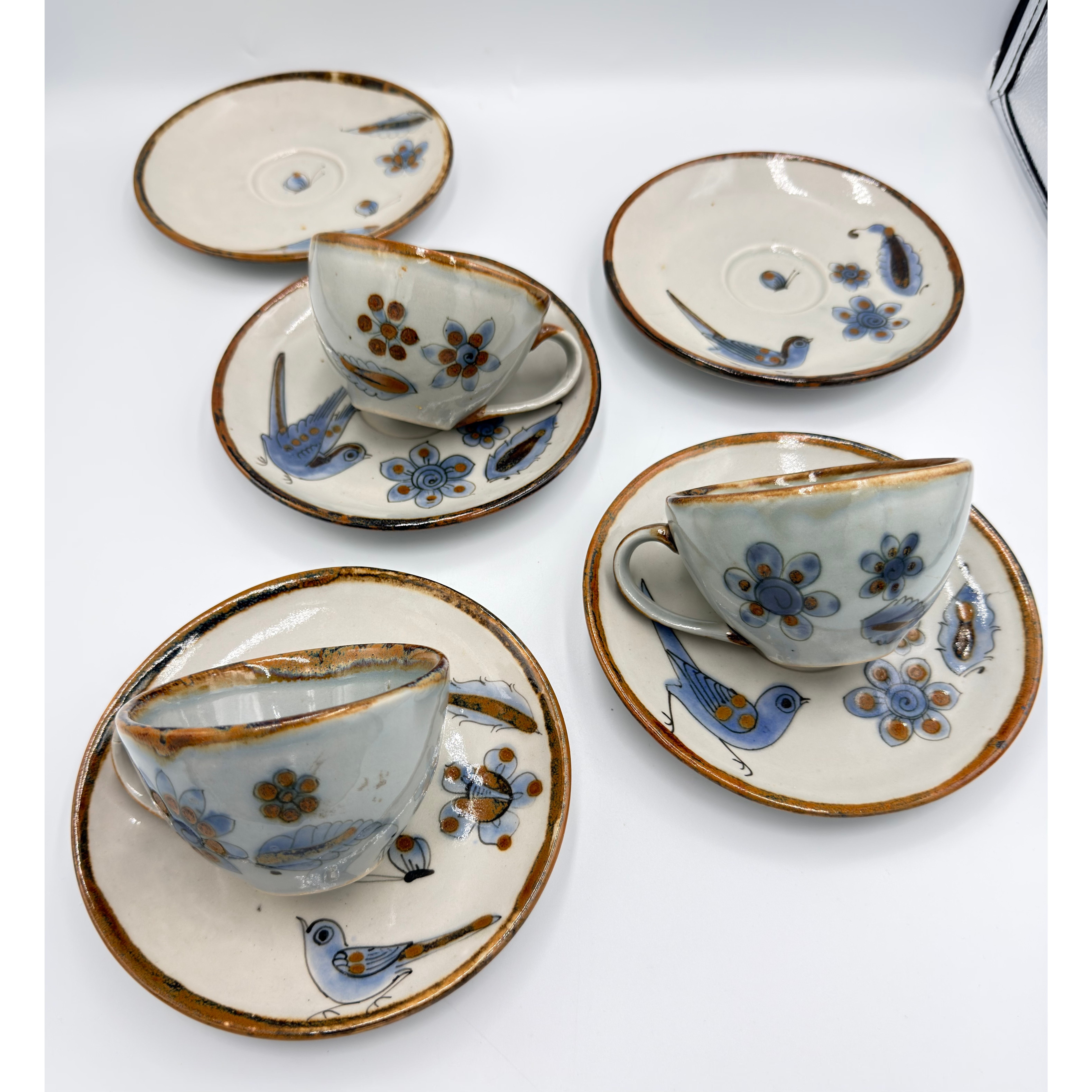 El Palomar Ken Edwards Tonala Coffee Tea Cups & Plates Mexico Folk Art Pottery detailed image 7