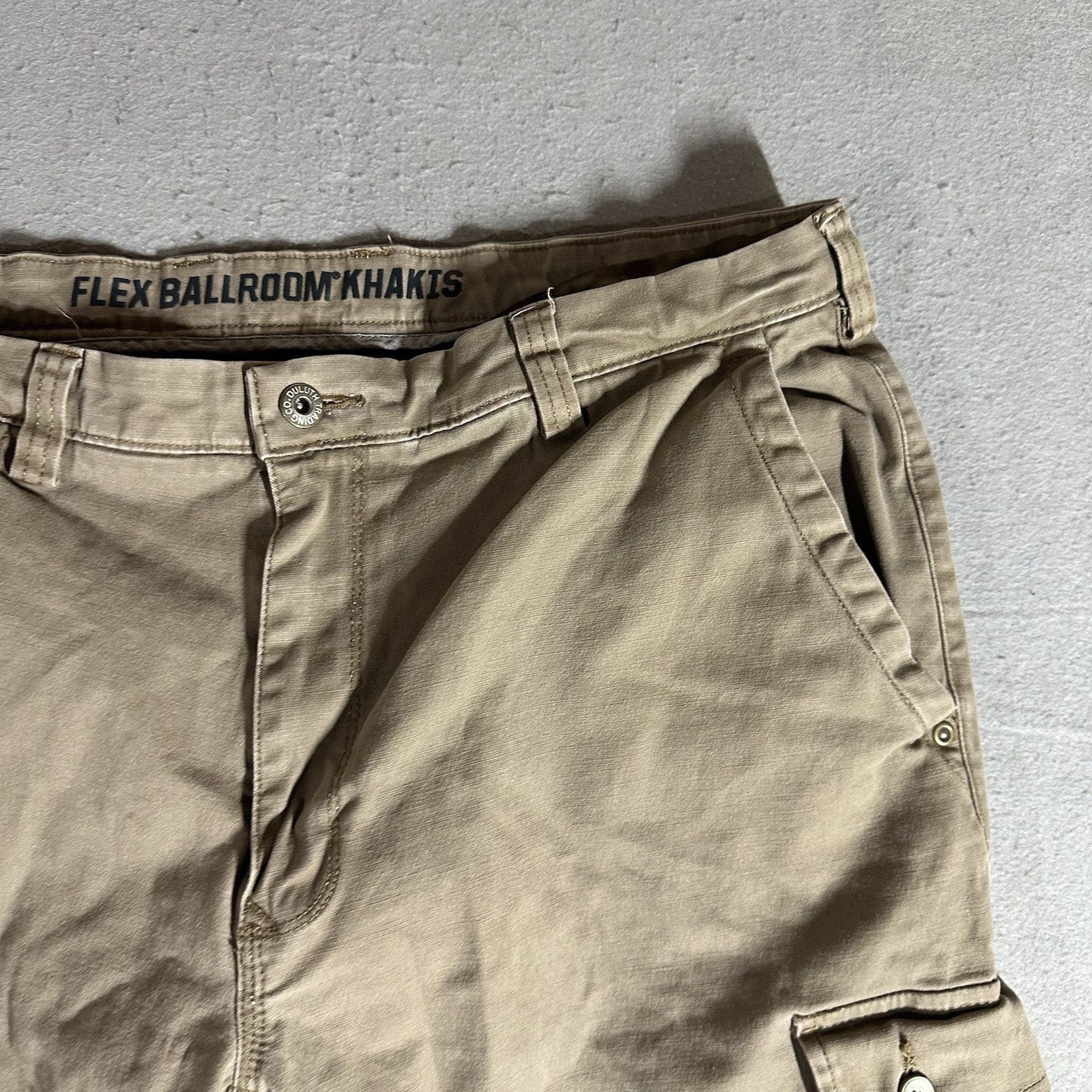 Duluth Trading Co. Flex Ballroom Khakis Men's 36x32 Beige Cargo Pockets Straight - Picture 2 of 14