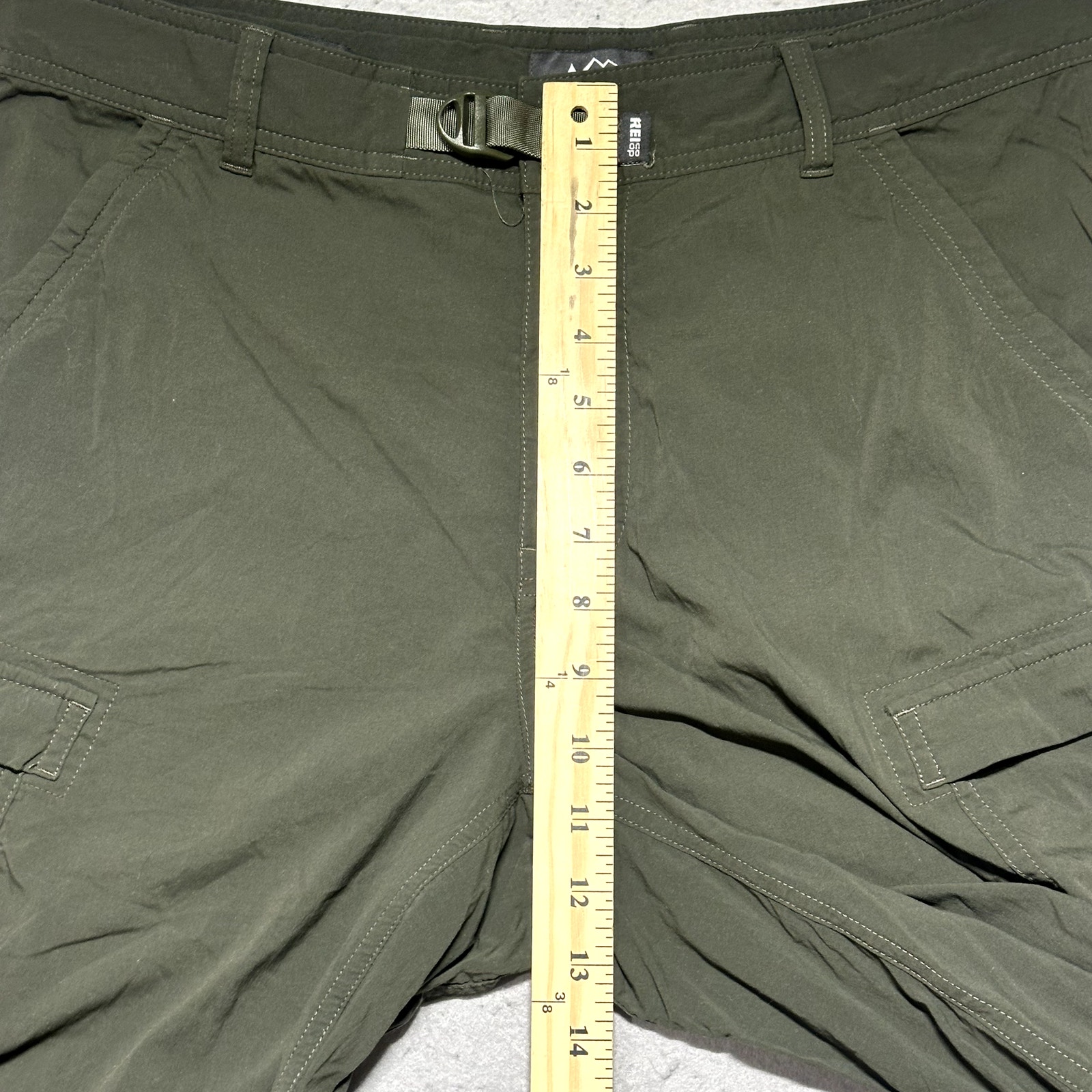 REI Sahara Roll Up Pants Men's 36x32 Green Relaxed Cargo Hiking - Picture 3 of 10