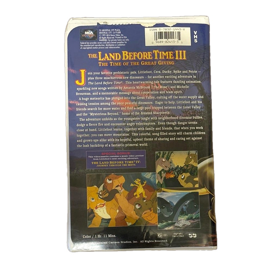 THE LAND BEFORE Time III The Time of the Great Giving VHS Tape £5.66 ...