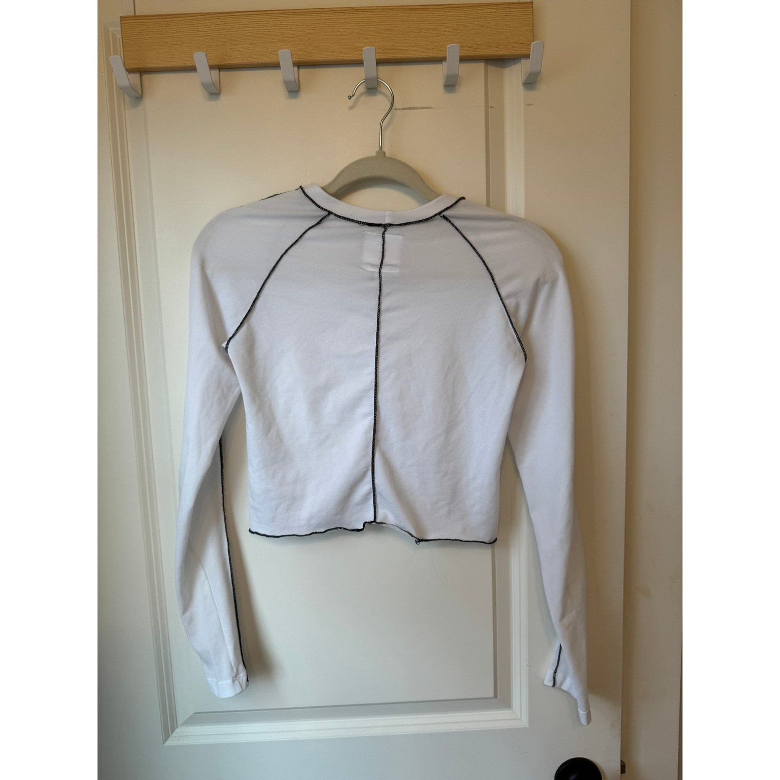 UNIF Women's White with Black Trim Longsleeve Mesh Crop Top Size S